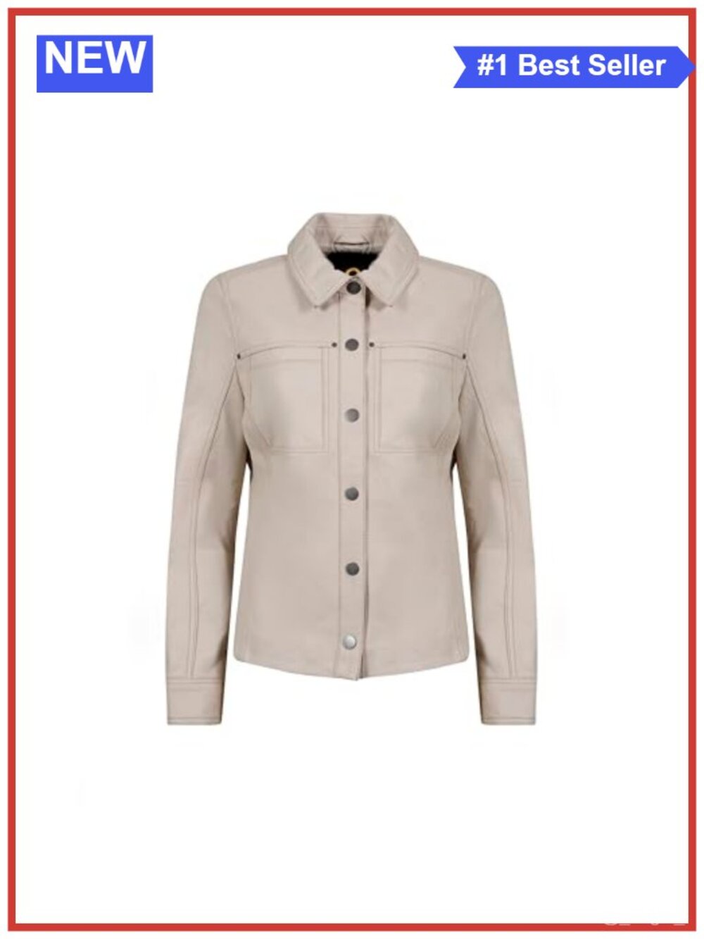 Genuine Leather Trucker Jacket Button-Up Lightweight Womens